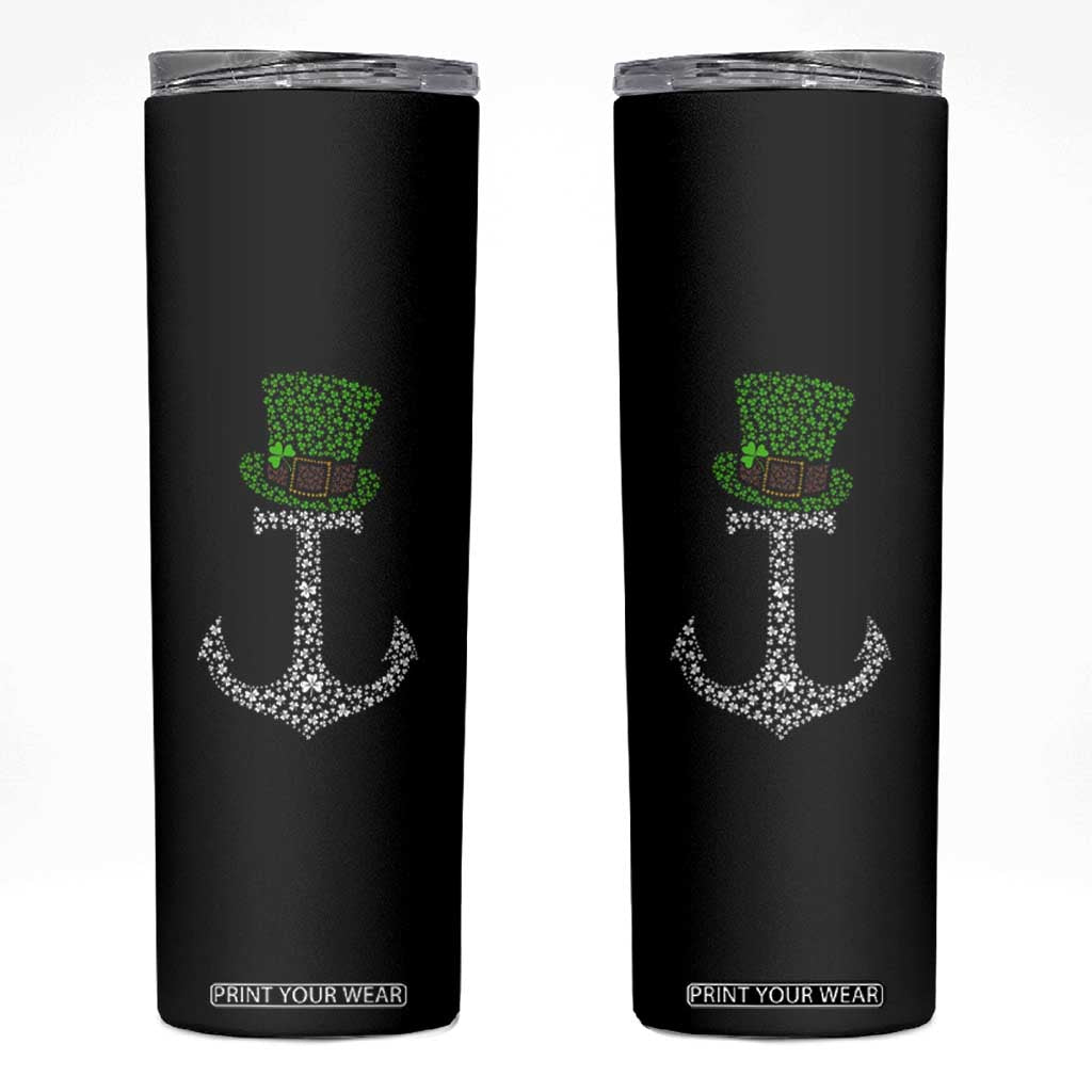Lucky Shamrock Anchor Skinny Tumbler Leprechaun Cruise Squad St. Patrick's Day TS02 Black Print Your Wear