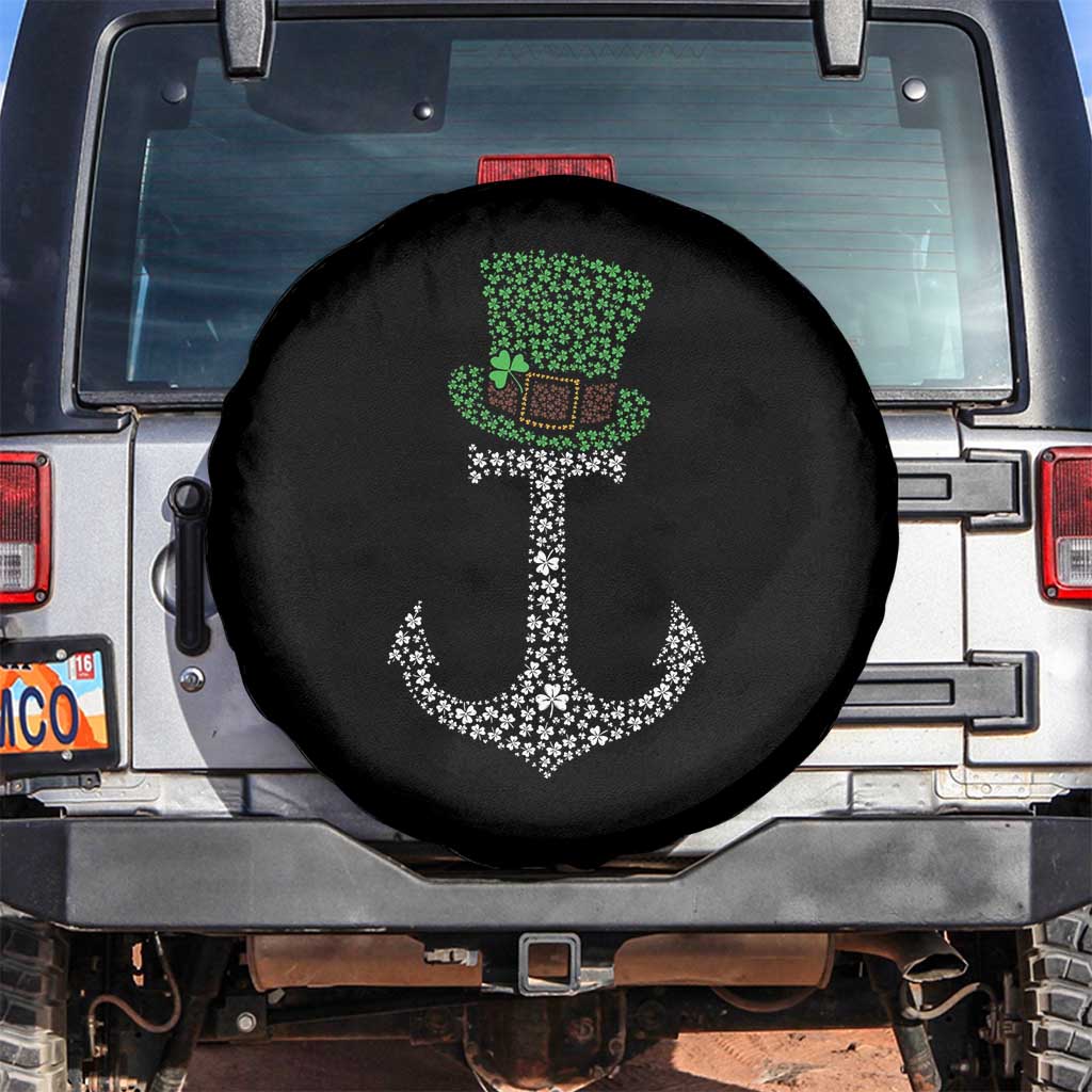 Lucky Shamrock Anchor Spare Tire Cover Leprechaun Cruise Squad St. Patrick's Day TS02 No hole Black Print Your Wear