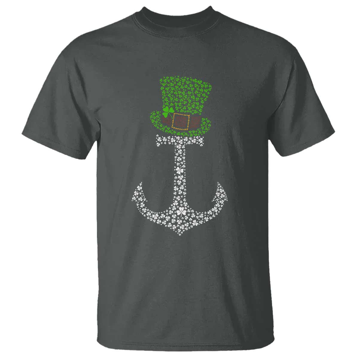 Lucky Shamrock Anchor T Shirt Leprechaun Cruise Squad St. Patrick's Day TS02 Dark Heather Print Your Wear
