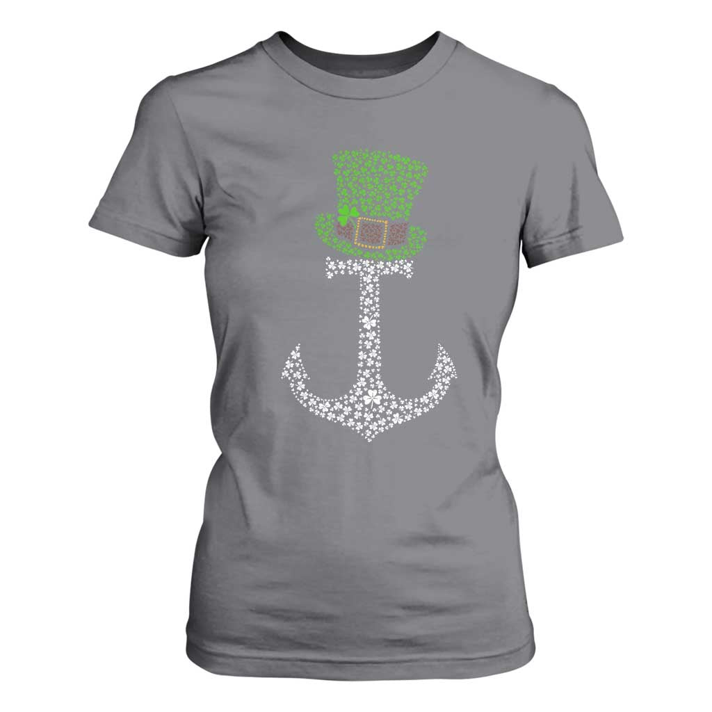 Lucky Shamrock Anchor T Shirt For Women Leprechaun Cruise Squad St. Patrick's Day TS02 Charcoal Print Your Wear