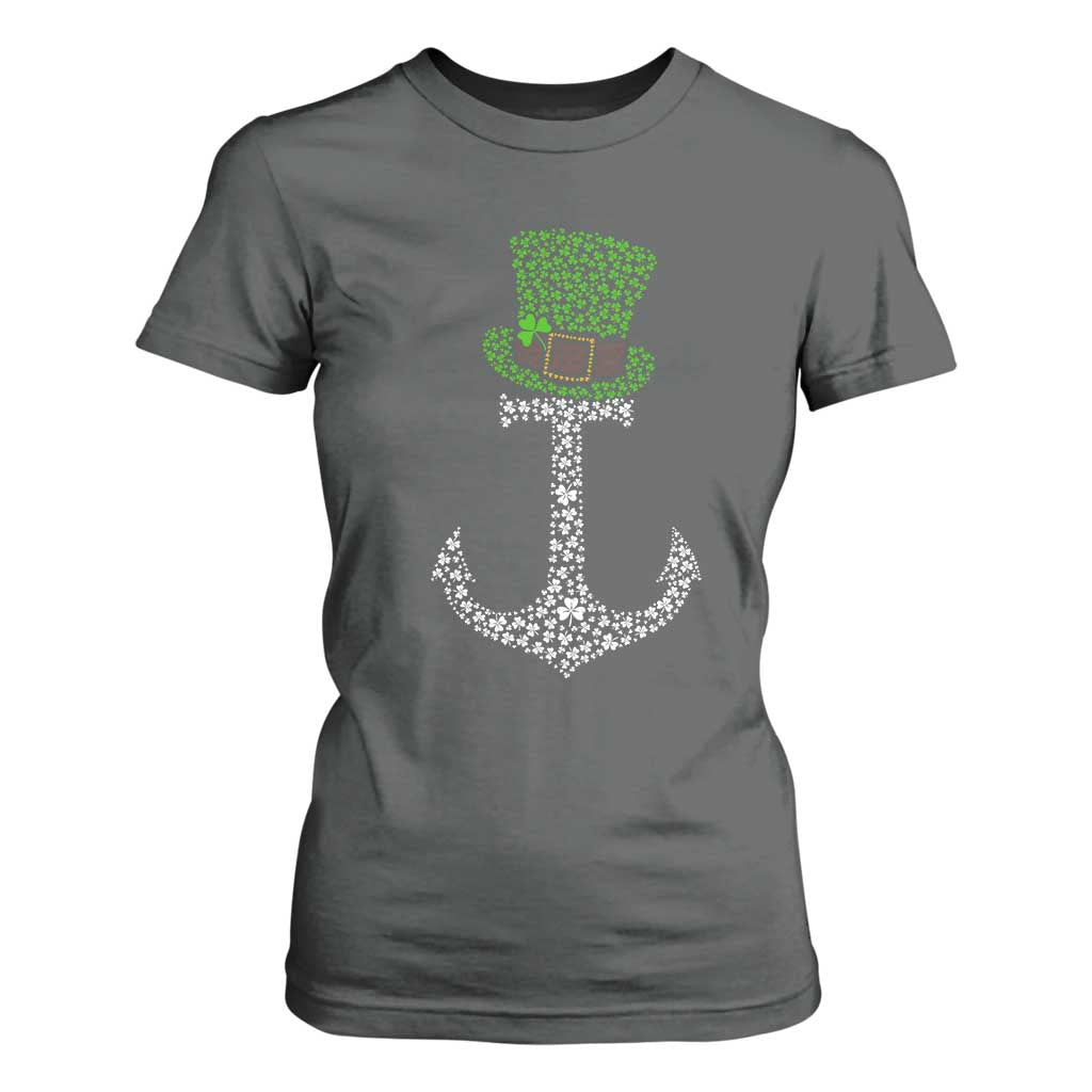 Lucky Shamrock Anchor T Shirt For Women Leprechaun Cruise Squad St. Patrick's Day TS02 Dark Heather Print Your Wear
