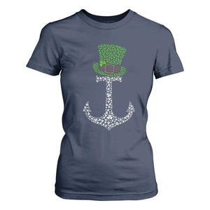 Lucky Shamrock Anchor T Shirt For Women Leprechaun Cruise Squad St. Patrick's Day TS02 Navy Print Your Wear