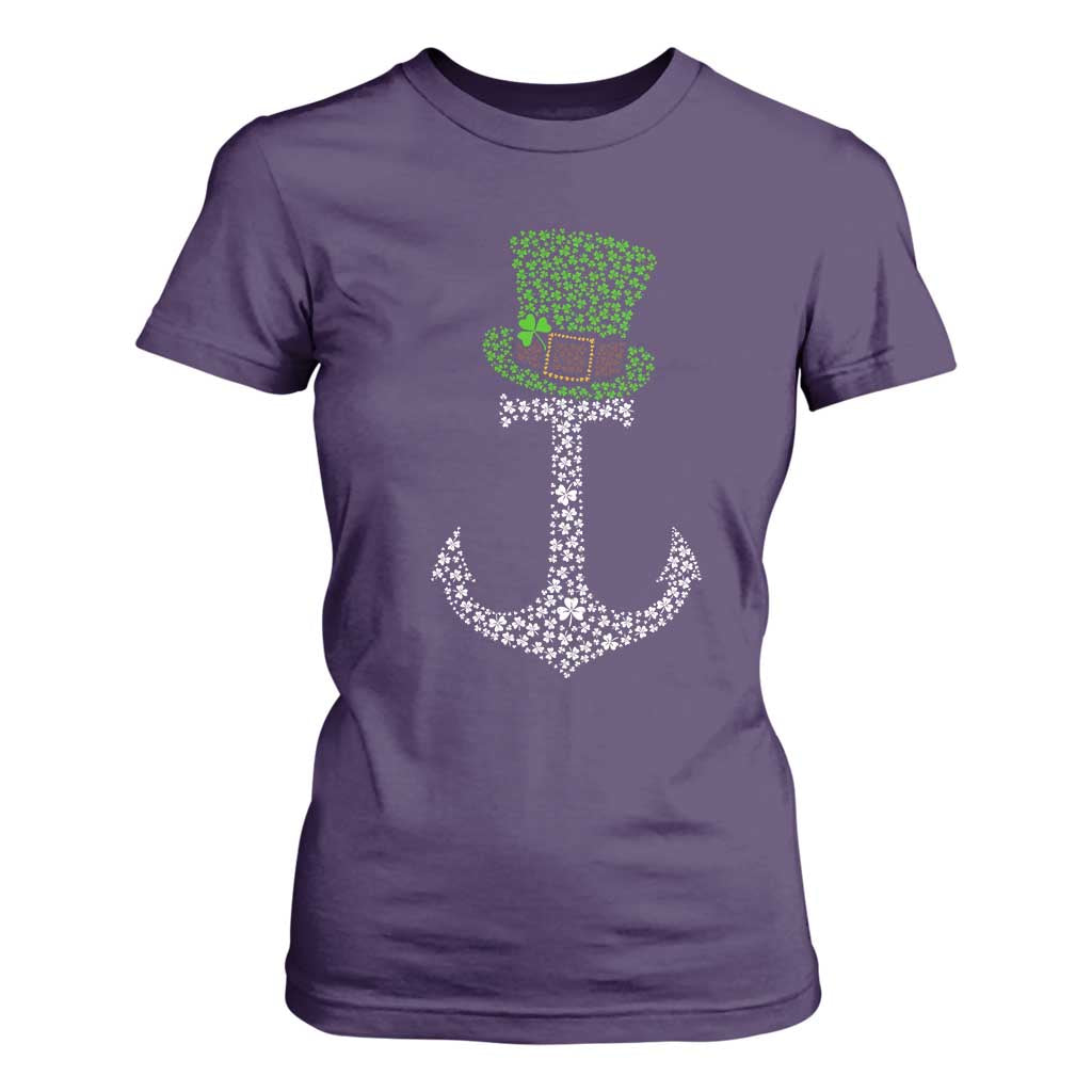 Lucky Shamrock Anchor T Shirt For Women Leprechaun Cruise Squad St. Patrick's Day TS02 Purple Print Your Wear