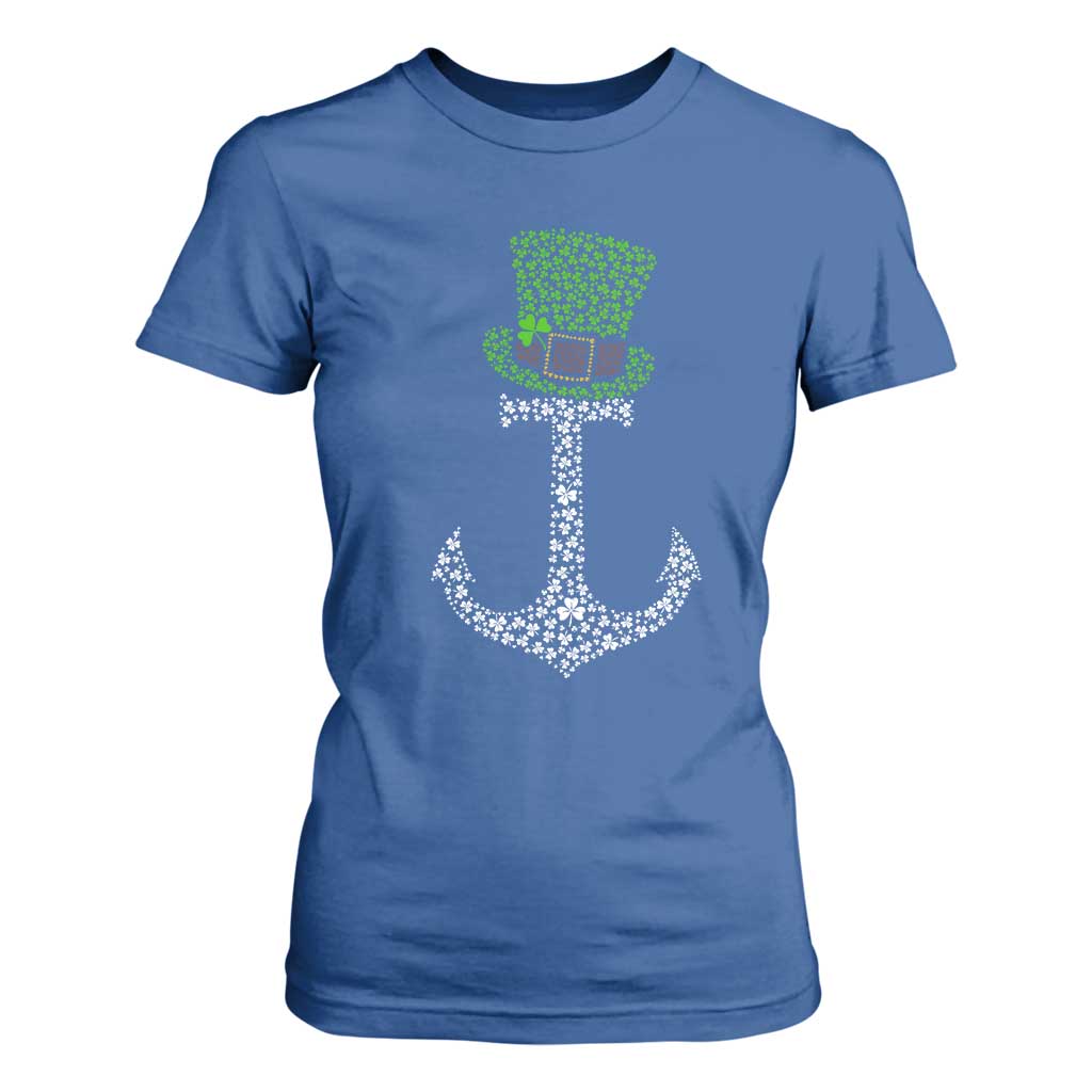 Lucky Shamrock Anchor T Shirt For Women Leprechaun Cruise Squad St. Patrick's Day TS02 Royal Blue Print Your Wear