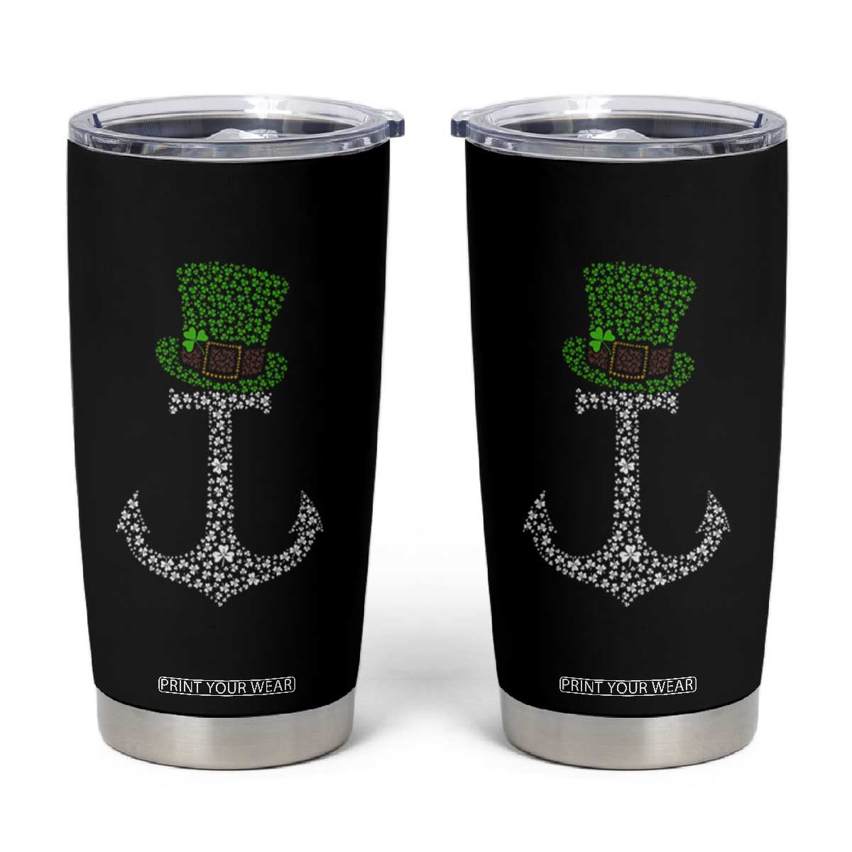 Lucky Shamrock Anchor Tumbler Cup Leprechaun Cruise Squad St. Patrick's Day TS02 Black Print Your Wear