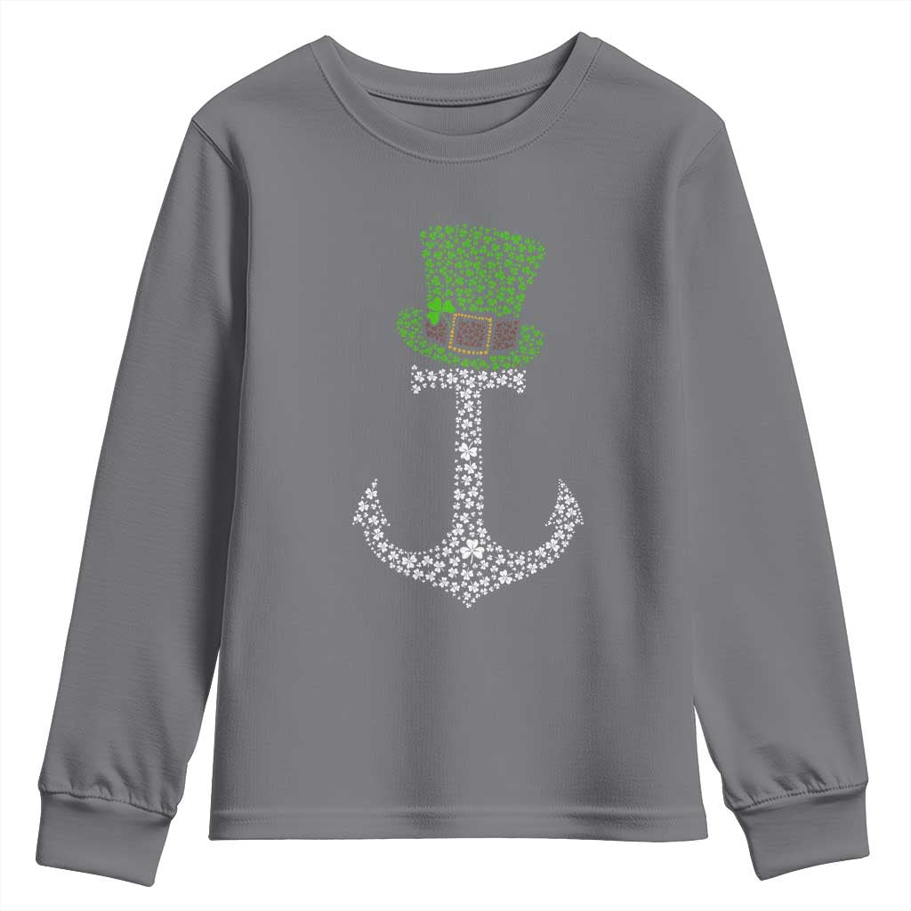 Lucky Shamrock Anchor Youth Sweatshirt Leprechaun Cruise Squad St. Patrick's Day TS02 Charcoal Print Your Wear
