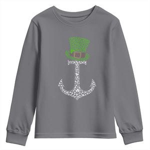 Lucky Shamrock Anchor Youth Sweatshirt Leprechaun Cruise Squad St. Patrick's Day TS02 Charcoal Print Your Wear