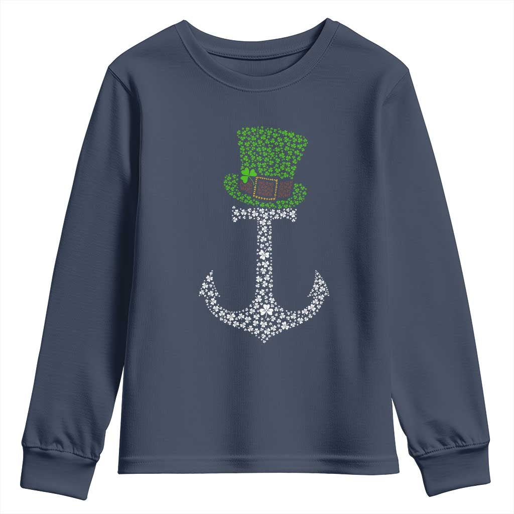 Lucky Shamrock Anchor Youth Sweatshirt Leprechaun Cruise Squad St. Patrick's Day TS02 Navy Print Your Wear