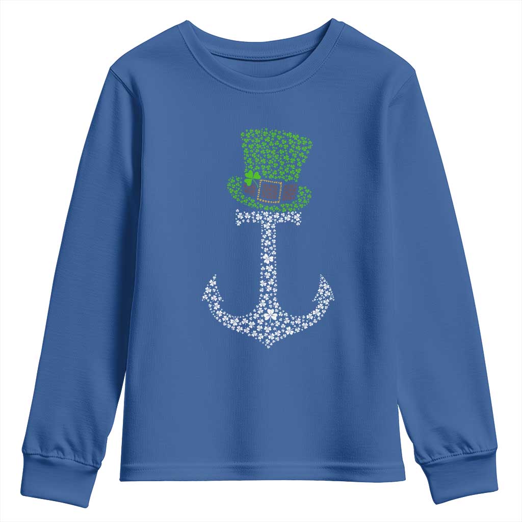 Lucky Shamrock Anchor Youth Sweatshirt Leprechaun Cruise Squad St. Patrick's Day TS02 Royal Blue Print Your Wear