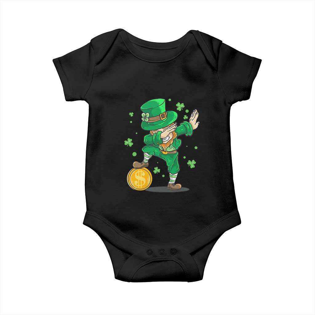 Cute Dabbing Leprechaun Baby Onesie Funny St Patricks Day TS02 Black Print Your Wear
