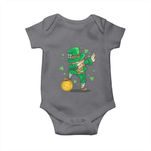 Cute Dabbing Leprechaun Baby Onesie Funny St Patricks Day TS02 Charcoal Print Your Wear