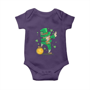 Cute Dabbing Leprechaun Baby Onesie Funny St Patricks Day TS02 Purple Print Your Wear