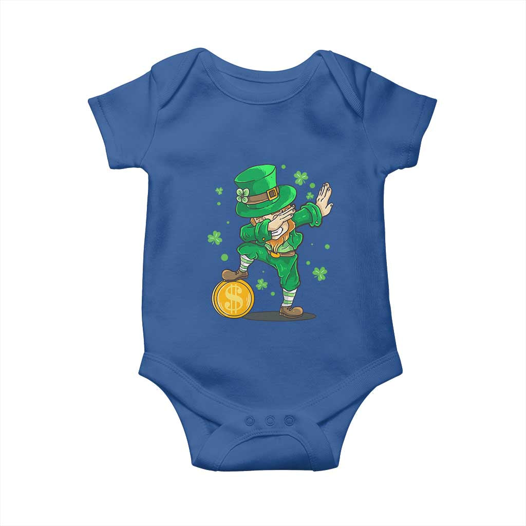 Cute Dabbing Leprechaun Baby Onesie Funny St Patricks Day TS02 Royal Blue Print Your Wear