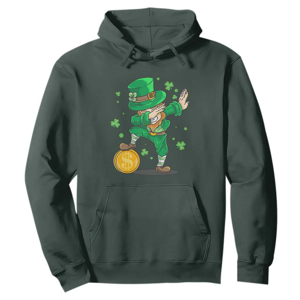 Cute Dabbing Leprechaun Hoodie Funny St Patricks Day TS02 Dark Forest Green Print Your Wear