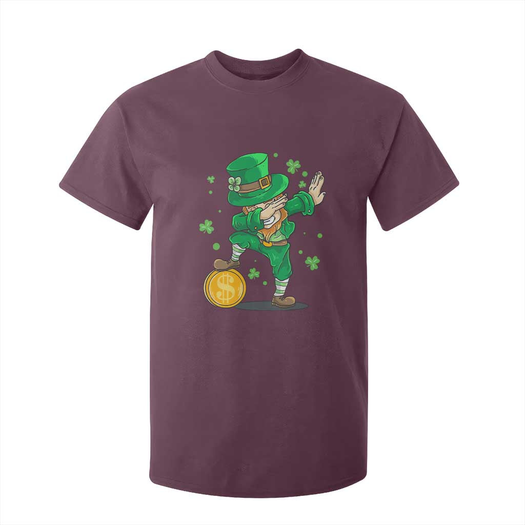 Cute Dabbing Leprechaun T Shirt For Kid Funny St Patricks Day TS02 Maroon Print Your Wear