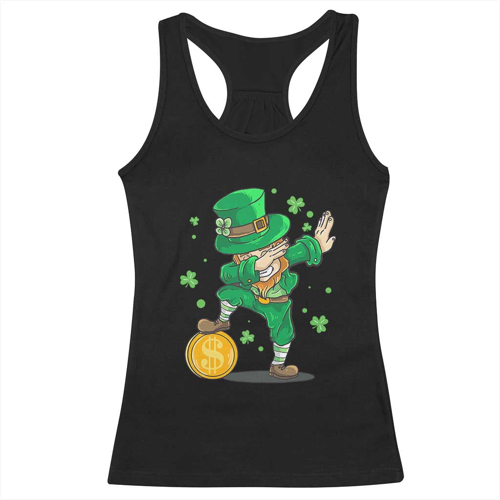 Cute Dabbing Leprechaun Racerback Tank Top Funny St Patricks Day TS02 Black Print Your Wear