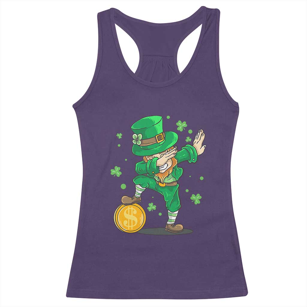 Cute Dabbing Leprechaun Racerback Tank Top Funny St Patricks Day TS02 Purple Print Your Wear