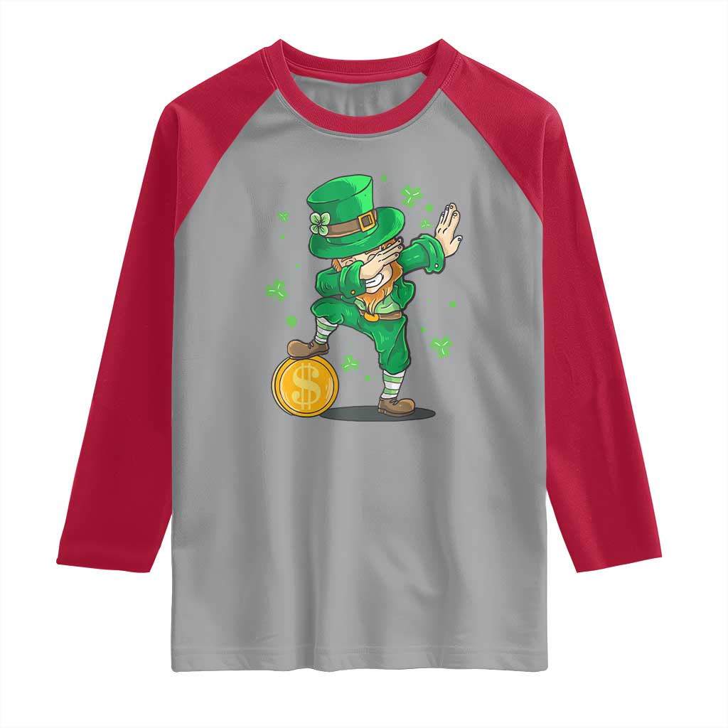 Cute Dabbing Leprechaun Raglan Shirt Funny St Patricks Day TS02 Sport Gray Red Print Your Wear
