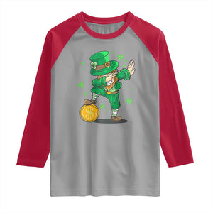 Cute Dabbing Leprechaun Raglan Shirt Funny St Patricks Day TS02 Sport Gray Red Print Your Wear
