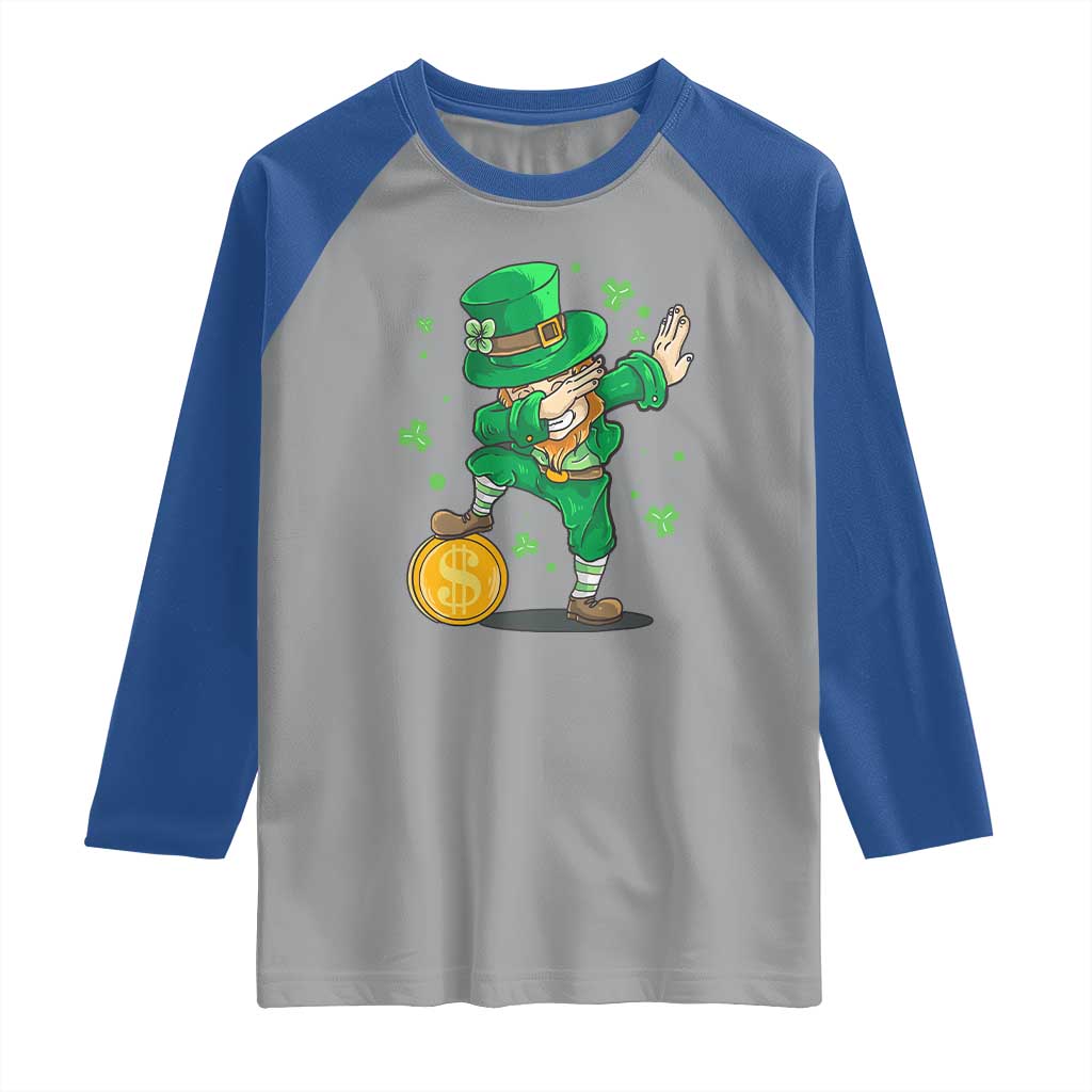 Cute Dabbing Leprechaun Raglan Shirt Funny St Patricks Day TS02 Sport Gray Royal Print Your Wear