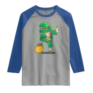 Cute Dabbing Leprechaun Raglan Shirt Funny St Patricks Day TS02 Sport Gray Royal Print Your Wear
