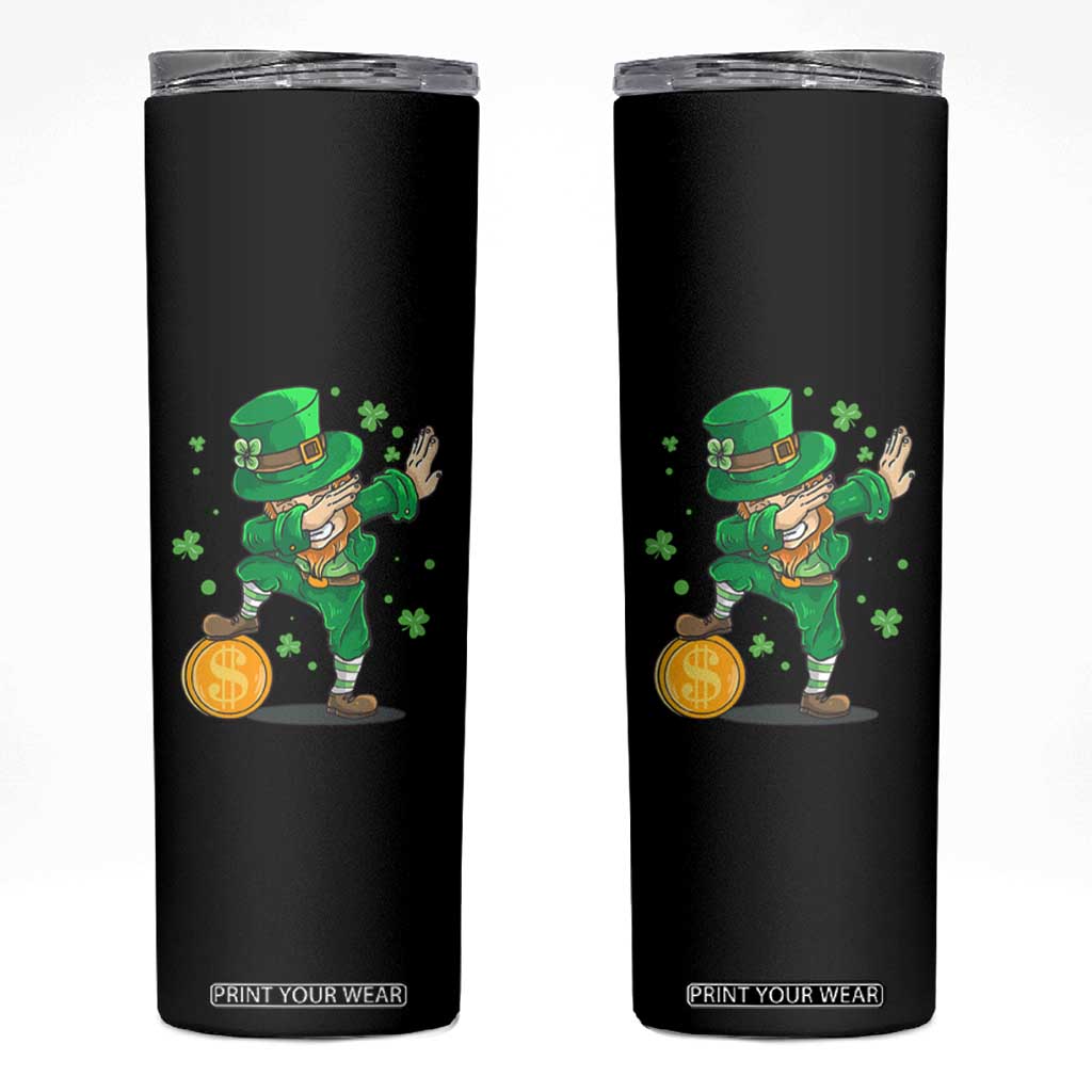 Cute Dabbing Leprechaun Skinny Tumbler Funny St Patricks Day TS02 Black Print Your Wear