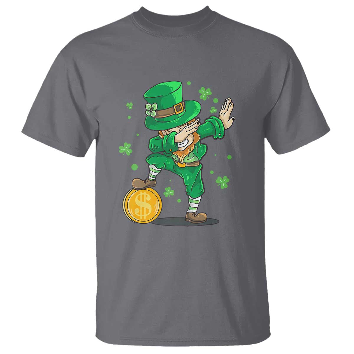 Cute Dabbing Leprechaun T Shirt Funny St Patricks Day TS02 Charcoal Print Your Wear