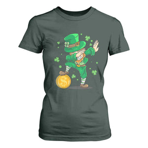 Cute Dabbing Leprechaun T Shirt For Women Funny St Patricks Day TS02 Dark Forest Green Print Your Wear
