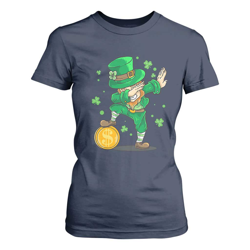 Cute Dabbing Leprechaun T Shirt For Women Funny St Patricks Day TS02 Navy Print Your Wear