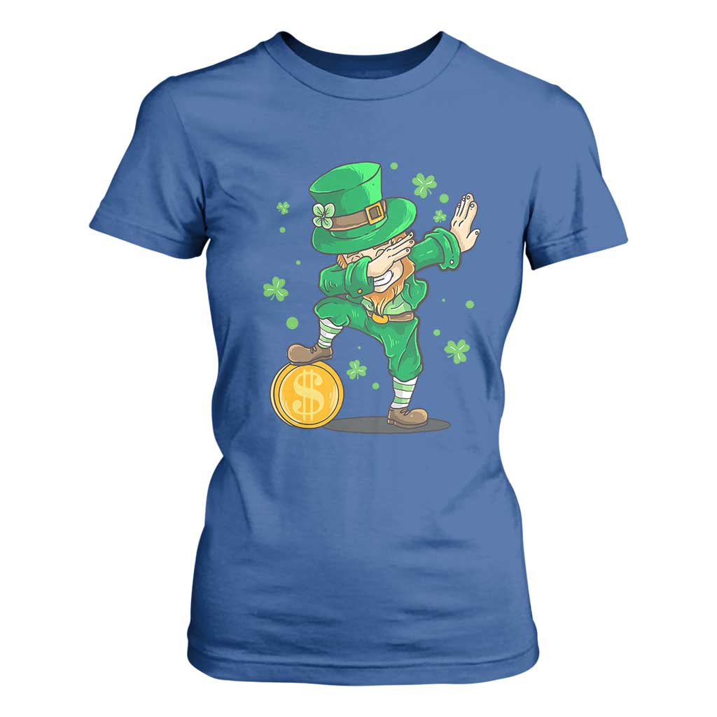 Cute Dabbing Leprechaun T Shirt For Women Funny St Patricks Day TS02 Royal Blue Print Your Wear