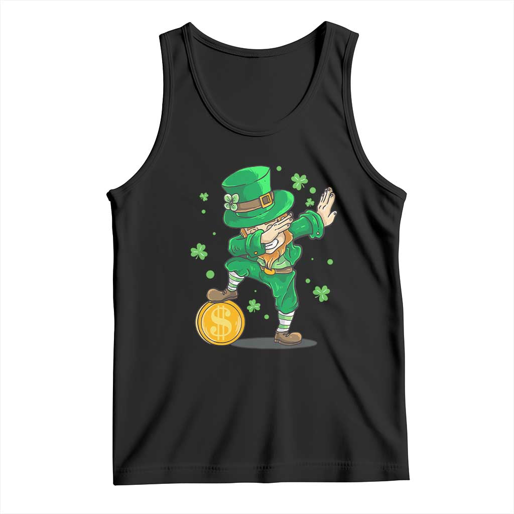 Cute Dabbing Leprechaun Tank Top Funny St Patricks Day TS02 Black Print Your Wear