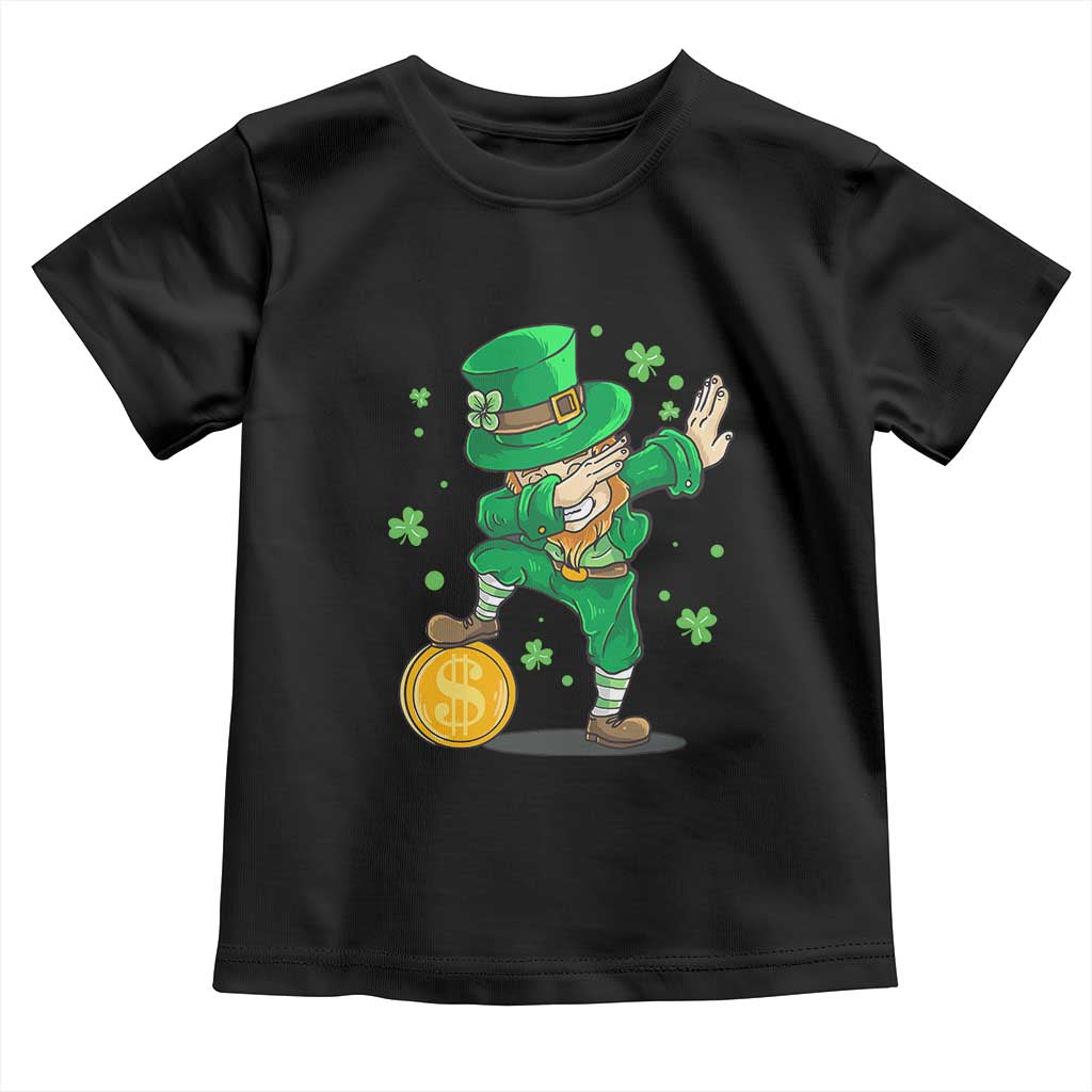 Cute Dabbing Leprechaun Toddler T Shirt Funny St Patricks Day TS02 Black Print Your Wear