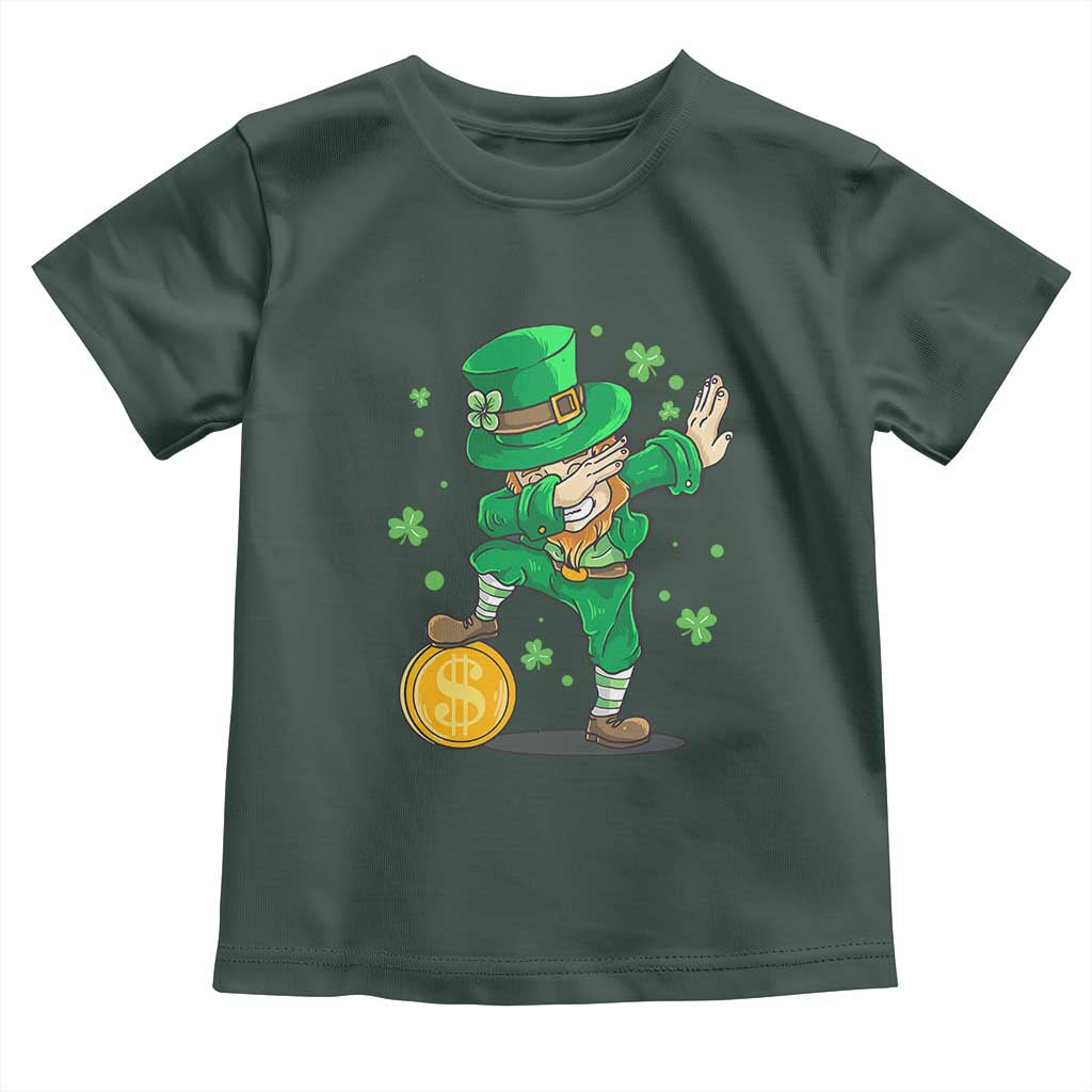 Cute Dabbing Leprechaun Toddler T Shirt Funny St Patricks Day TS02 Dark Forest Green Print Your Wear
