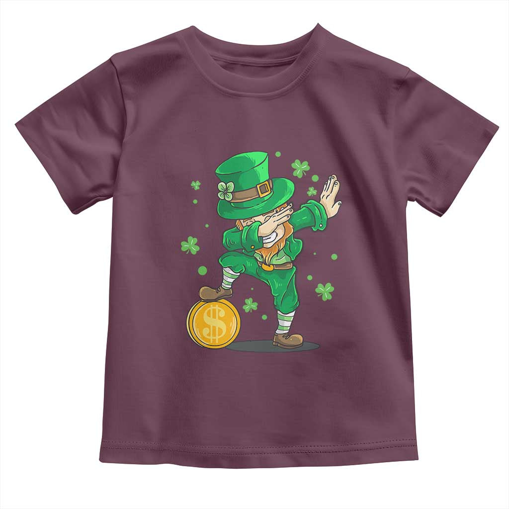 Cute Dabbing Leprechaun Toddler T Shirt Funny St Patricks Day TS02 Maroon Print Your Wear