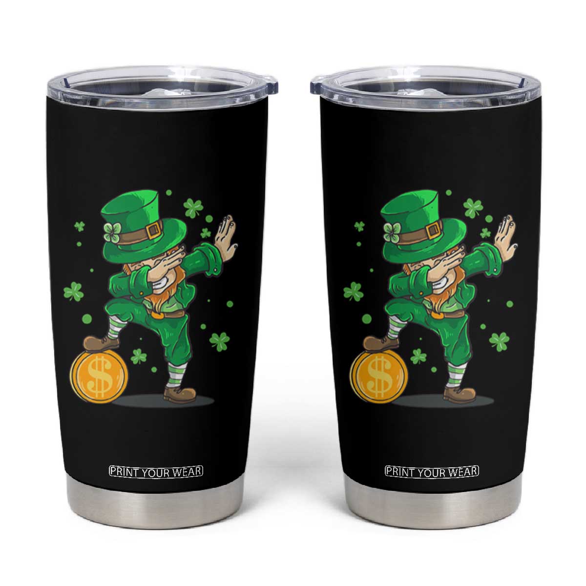 Cute Dabbing Leprechaun Tumbler Cup Funny St Patricks Day TS02 Black Print Your Wear