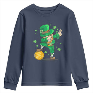 Cute Dabbing Leprechaun Youth Sweatshirt Funny St Patricks Day TS02 Navy Print Your Wear