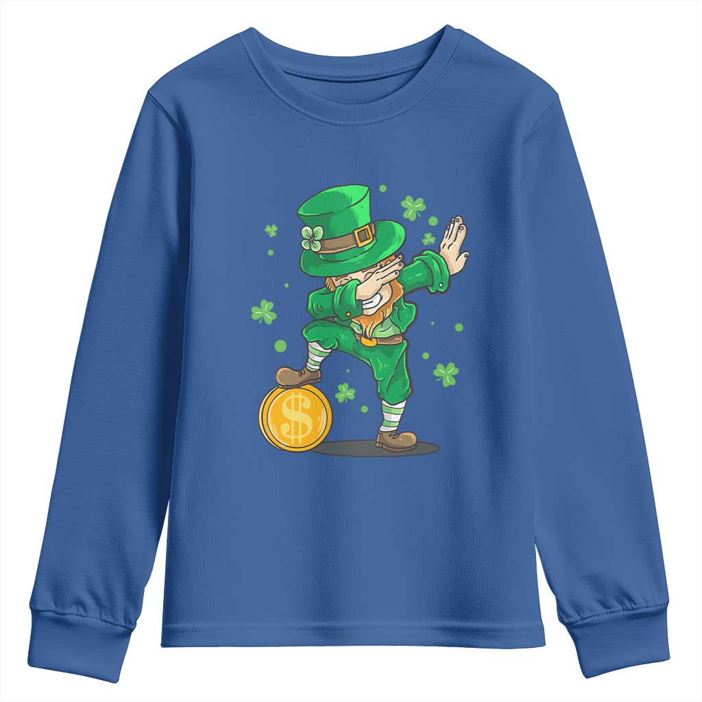 Cute Dabbing Leprechaun Youth Sweatshirt Funny St Patricks Day TS02 Royal Blue Print Your Wear