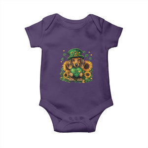Cute Dachshund Leprechaun Baby Onesie Shamrock St. Patrick's Day Dog Lover TS02 Purple Print Your Wear