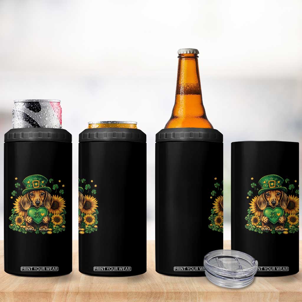 Cute Dachshund Leprechaun 4 in 1 Can Cooler Tumbler Shamrock St. Patrick's Day Dog Lover TS02 Print Your Wear