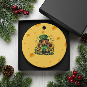 Cute Dachshund Leprechaun Ceramic Ornament Shamrock St. Patrick's Day Dog Lover TS02 1pc Yellow Cheese Print Your Wear