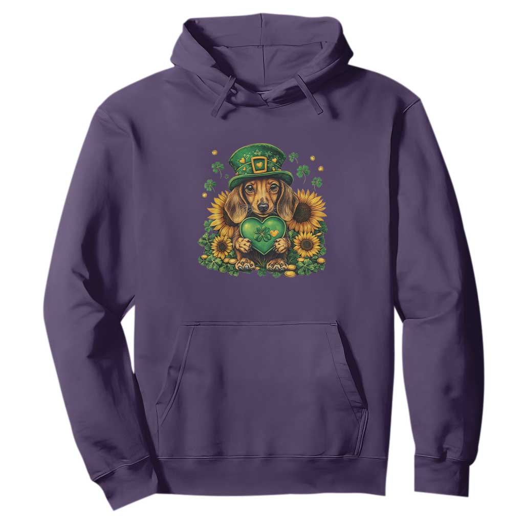 Cute Dachshund Leprechaun Hoodie Shamrock St. Patrick's Day Dog Lover TS02 Purple Print Your Wear