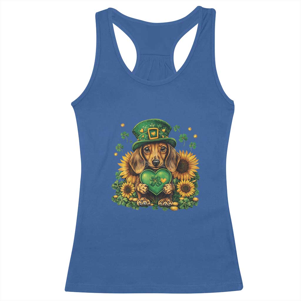 Cute Dachshund Leprechaun Racerback Tank Top Shamrock St. Patrick's Day Dog Lover TS02 Royal Blue Print Your Wear