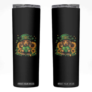 Cute Dachshund Leprechaun Skinny Tumbler Shamrock St. Patrick's Day Dog Lover TS02 Black Print Your Wear