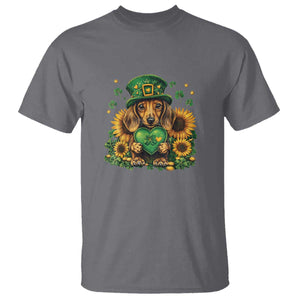 Cute Dachshund Leprechaun T Shirt Shamrock St. Patrick's Day Dog Lover TS02 Charcoal Print Your Wear