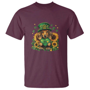 Cute Dachshund Leprechaun T Shirt Shamrock St. Patrick's Day Dog Lover TS02 Maroon Print Your Wear
