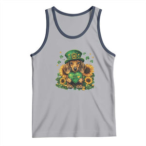 Cute Dachshund Leprechaun Tank Top Shamrock St. Patrick's Day Dog Lover TS02 Athletic Heather Navy Print Your Wear