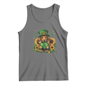Cute Dachshund Leprechaun Tank Top Shamrock St. Patrick's Day Dog Lover TS02 Black Heather Print Your Wear