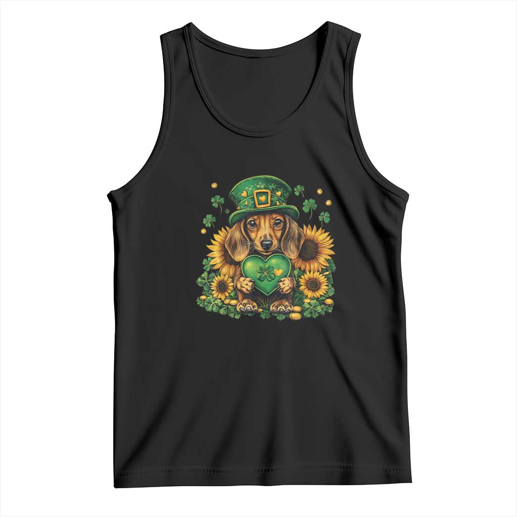 Cute Dachshund Leprechaun Tank Top Shamrock St. Patrick's Day Dog Lover TS02 Black Print Your Wear