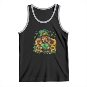 Cute Dachshund Leprechaun Tank Top Shamrock St. Patrick's Day Dog Lover TS02 Black Athletic Heather Print Your Wear