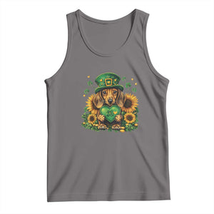Cute Dachshund Leprechaun Tank Top Shamrock St. Patrick's Day Dog Lover TS02 Deep Heather Print Your Wear